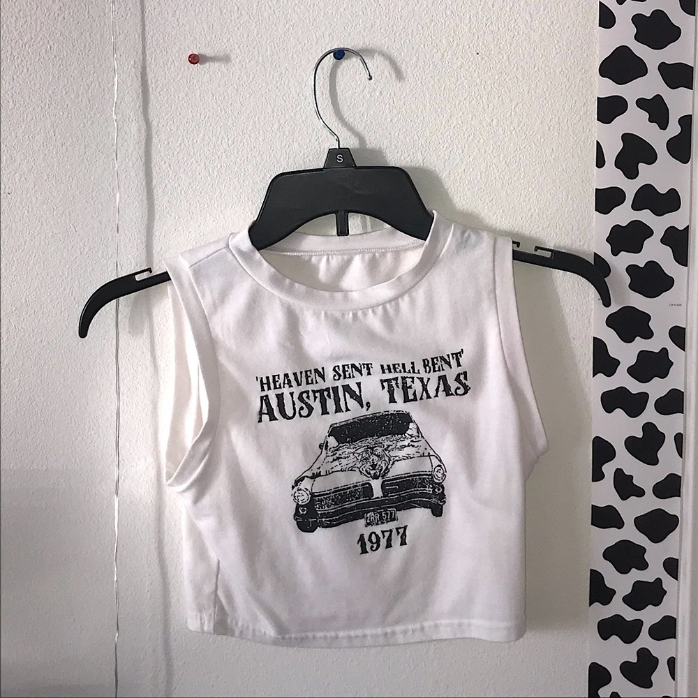 White and pink Austin Texas tank